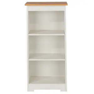 Soft white, low narrow bookcase - Colorado