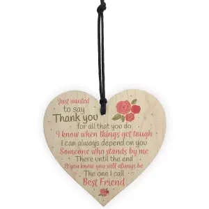 Red Ocean Friendship Thank You Birthday Gift Best Friend Plaque Wooden Hanging Heart Chic Sign Keepsake Poem