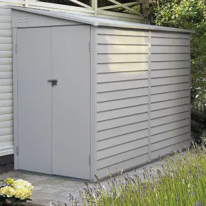 8.8 x 4.7 ft Pent Metal Garden Storage Shed Lean to Shed Motorcycle Shed with Lockable Door,White