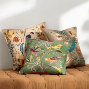 Wylder Holland Park Hedgerow Birds Floral Polyester Filled Cushion