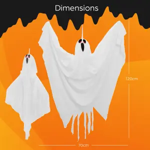 Global Gizmos Hanging Ghost Halloween Decoration / Light & Sound Effects / Motion Activated / Battery Powered