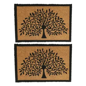 Coir Door Mat - Tree of Life (Set of 2) Rectangle 40 x 60 cm