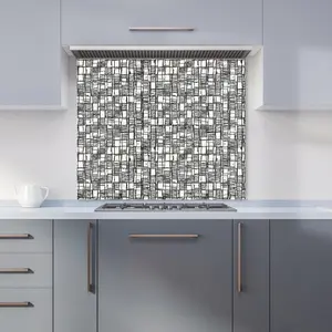 Irregular Sketched Block Textured Premium Glass Kitchen Splashback W700mm x H650mm