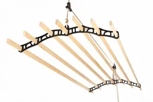 7 Lath Victorian Ceiling Mounted  Black Clothes Airer Kit -  2.2m