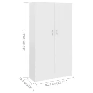 Berkfield Book Cabinet White 82.5x30.5x150 cm Engineered Wood