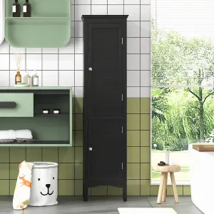 Costway 5-Tier Bathroom Tall Cabinet Slim Freestanding Storage Organizer Cupboard 2 Door