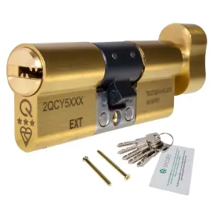 GreenteQ Orion 3 Star Thumbturn Euro Cylinder - 40/45 (85mm), Brass