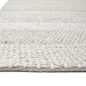 Plain Cream Stripe Handmade Luxurious Modern  Easy to Clean Rug For Bedroom LivingRoom and Dining Room -160cm X 230cm