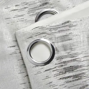 Flections Eyelet Ring Top Curtains Silver 117cm x 137cm