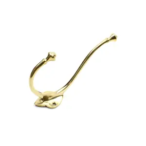 Oakcrafts - Solid Brass Double Inglemire Coat Hook - 140mm