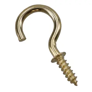 Shouldered Screw Hooks Fasteners Hanger Brass Plated 10mm Dia 19mm Length 32pc