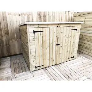 6 x 2 Pressure Treated T&G Wooden Garden Bike Store / Shed + Double Doors (6' x 2' / 6ft x 2ft) (6x2)