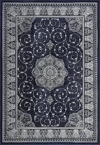 Abaseen 80x300 cm Navy Blue Royal Tabriz Rug Classic Oriental Rug 10mm Soft Pile Washable Area Rugs for Home and Office