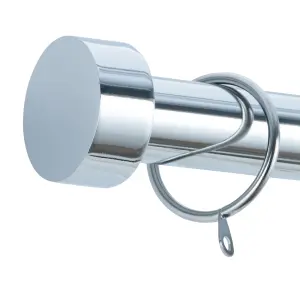 A.Unique Home Stud End Metal Extendable Curtain Pole With Rings and Fittings (25/28mm) - Nickel, 70cm - 120cm  Approx