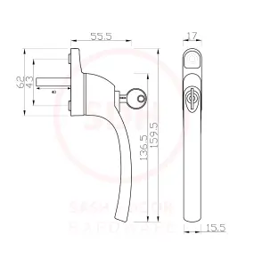 Alpine Inline PVC or Timber Espag Window Handle - Anthracite Grey (Non Handed)