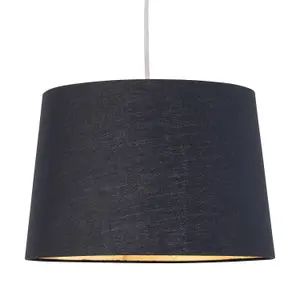 First Choice Lighting Set of 2 Zoey Black with Gold Inner Easy Fit Pendant or Lamp Shades