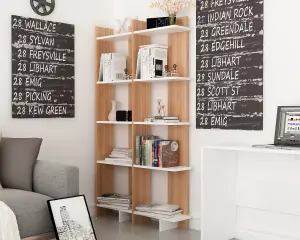 Decorotika Alice Corner Bookcase (White and Cordoba)