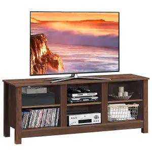 Costway TV Stand for TVs up to 55" Wooden 6 Storage Compartments TV Cabinet Table