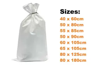 Woven White Bags Sacks Large Extra Heavy Duty Rubble Sand (60 cm x 105cm pack of 50)