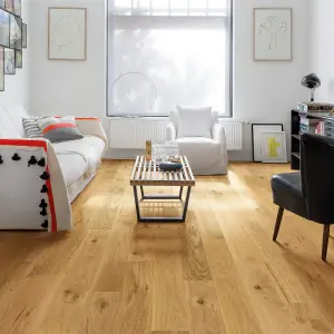 Cadenza Natural Oak Real wood top layer flooring Sample, (W)145mm