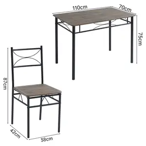 MCC Direct Dining table and 4 chairs set with Metal frame Silvia Range - Brown