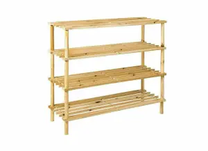 4 Tier Natural Wooden Shoe Rack