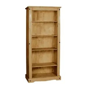 Mercers Furniture Corona Large Bookcase Tall Display Unit Solid Pine with Mexican Styling