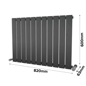 Ximax Vertirad HW600820A Anthracite Gas Horizontal Designer panel 1932BTU Radiator, (W)820mm x (H)600mm