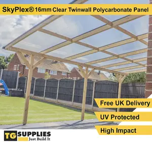 High Impact AntiFog 16mm Clear Polycarbonate Sheet SkyGlaze - UV Protected Panel - 650x2500mm