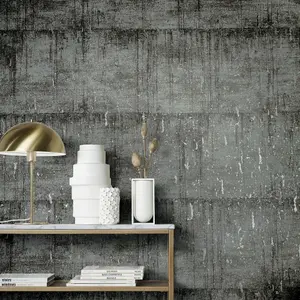 Galerie Air Collection Grey Metallic Aged Concrete Textured Wallpaper Roll