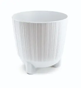 Plant Pots Indoor Outdoor Plastic Flowerpot  RYFO White 13cm