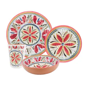 Purely Home Mediterranean 24 Piece Melamine Dinnerware & Mugs Set