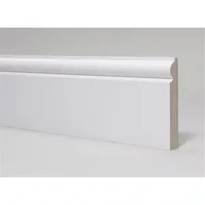 PACK OF 15 (Total 15 Units) - 18mm x 119mm White Primed MDF Torus Skirting Board - 2700mm Length