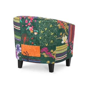 Fabric Green Patchwork Tricia Tub Chair