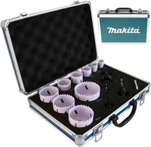 Makita D-47282 12 PC Electricians Holesaw Set 19mm - 68mm 2 Arbors + Metal Case