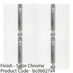 4 PACK - Surface Mounted Flat Sliding Door Bolt Lock 254mm x 36mm Satin Chrome