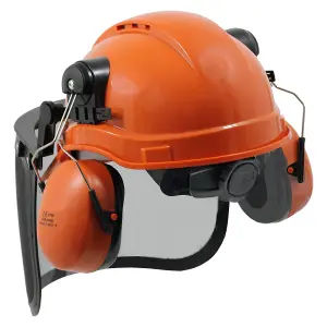 SPARES2GO Chainsaw Safety Helmet with Mesh Visor and Ear Muffs