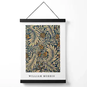 Vintage William Morris Larkspur in Navy and Beige Medium Poster with Black Hanger