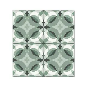 Geometric Green Grey Premium Glass Kitchen Splashback W700mm x H650mm