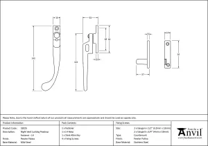 From The Anvil Pewter Night-Vent Locking Peardrop Fastener - LH