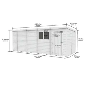 DIY Sheds 19x8 Pent Shed - Double Door With Windows