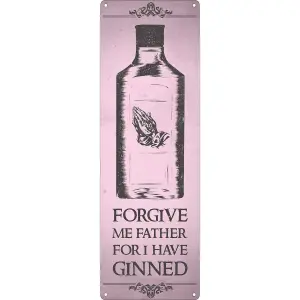 Grindstore Forgive Me Father For I Have Ginned Slim Tin Sign Pink (One Size)