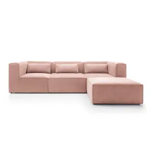 Doris Modular Corner Sofa in Pink Cord Chenille