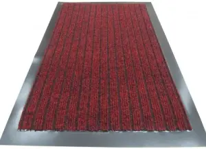 Ribbed Doormats. Machine Washable Door Mat suitable Kitchen doormats, mats, washable mats, office mats (Red, 100cm X 150cm)