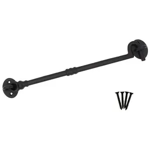 EAI Cabin Hook Iron Strong Hold Back Gate or Door Hook Barrel Style Cast Iron -  300mm - Black