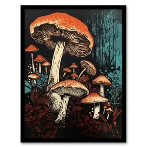 Boak Vintage Fungi Aesthetic Mushroom - Single Picture Frame Print