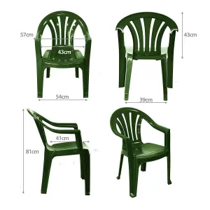 simpa Solana Green Plastic Garden Chairs - Set of 4