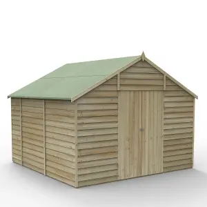 Forest Garden Overlap 10x10 ft Apex Wooden 2 door Shed with floor