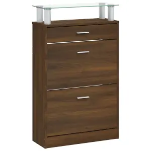 Berkfield Shoe Cabinet Brown Oak 63x24x104 cm Engineered Wood