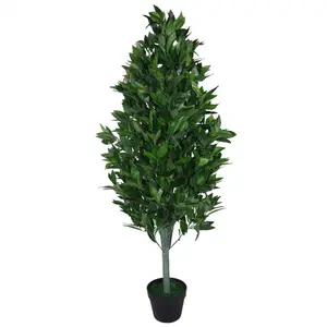 Pair of 120cm (4ft) Artificial Topiary Bay Trees Pyramid Cones - Extra Large